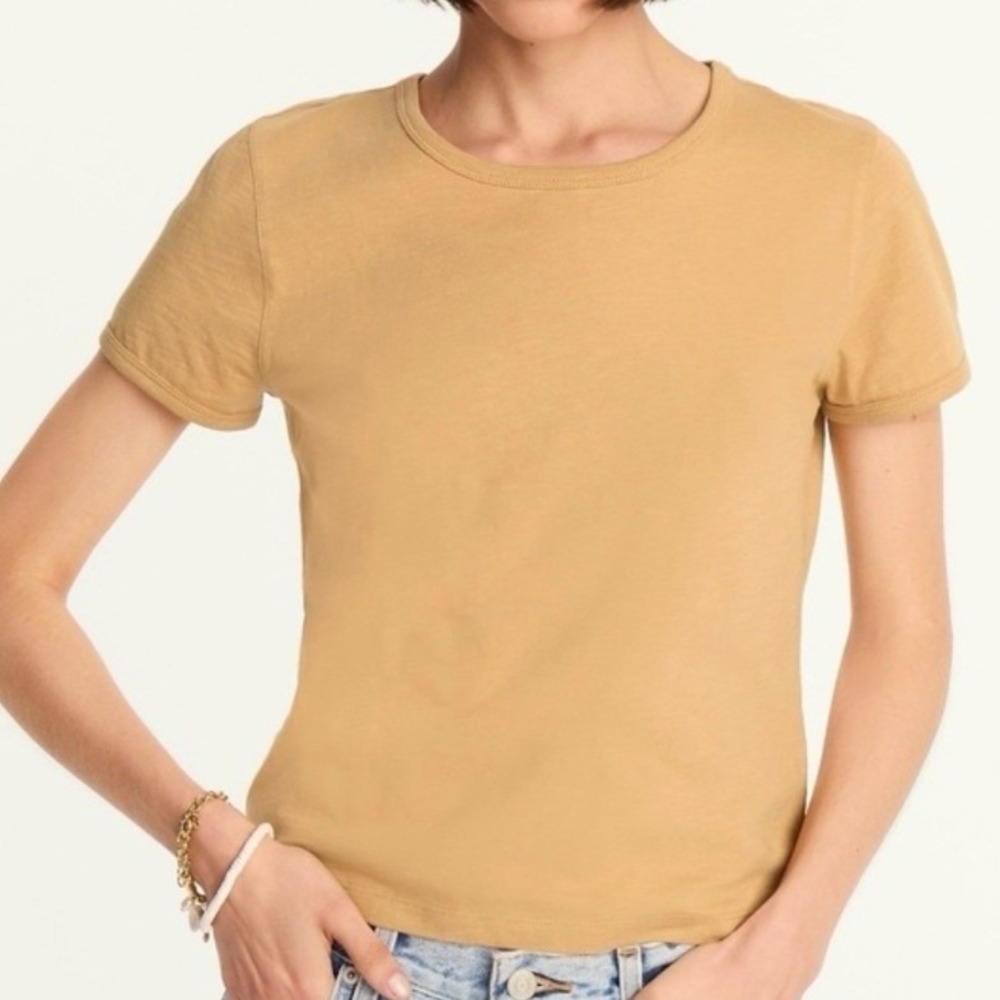 J.Crew Organic Slub Cotton T-Shirt XL Mustard Yellow Crewneck Tee NWOT $36